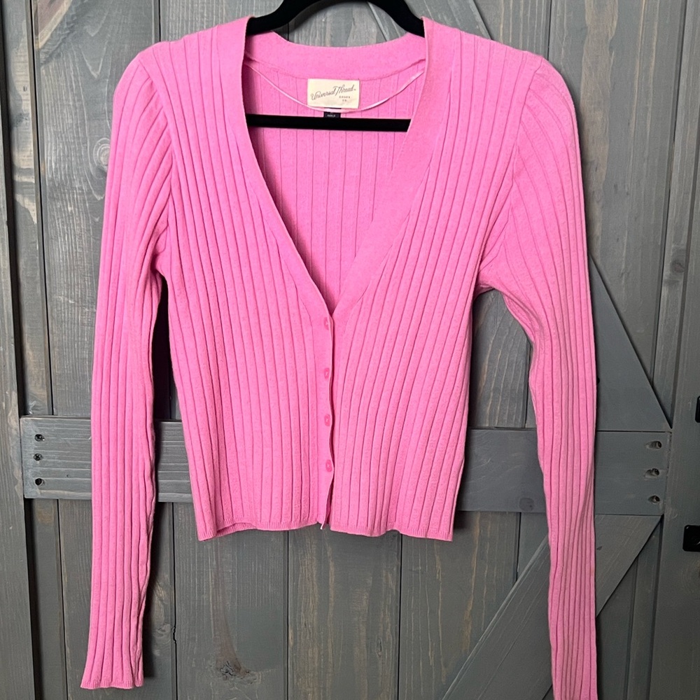Universal Thread Pink Ribbed Cardigan Women’s Sz M
